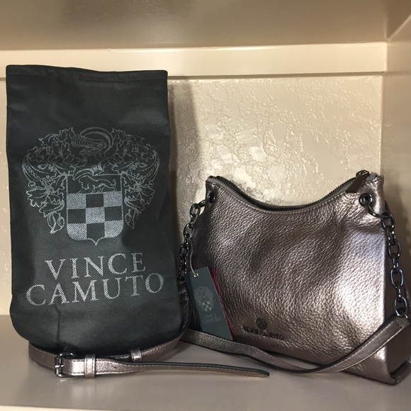 Vince Camuto Handbags - Vince Camuto Pewter Metallic Crossbody Bag